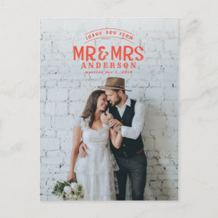 Carte Postale Faire-part Faire part de remerciement de mariage photo rustiq