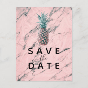 Carte Postale Faire-part Faire part moderne Tourbillon Marbre Rose Ananas