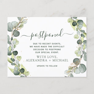 Carte Postale Faire-part Faire suivre la date Eucalyptus Verdure Reportée