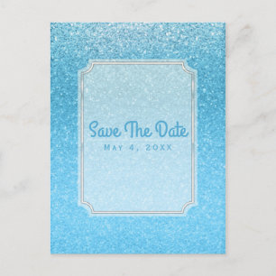 Carte Postale Faire-part Fairy Tale Blue Glitter Glam Party Enregistrer la 