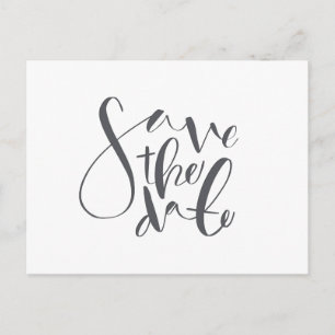 Carte Postale Faire-part faites gagner la date, manuscrit-blanc et gris