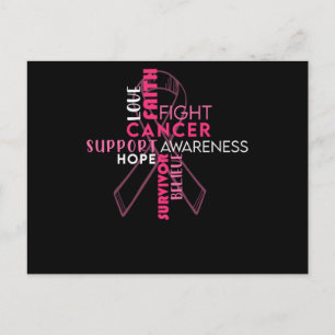 Carte Postale Faire-part Faith Hope Love Cancer du sein Sensibilisation