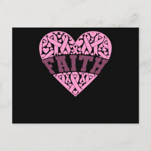 Carte Postale Faire-part Faith Pink Heart Sensibilisation au cancer du sein