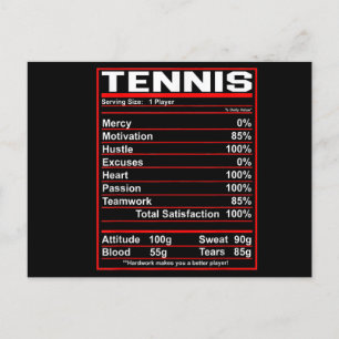 Carte Postale Faire-part Faits nutritionnels drôles de tennis Femmes Hommes