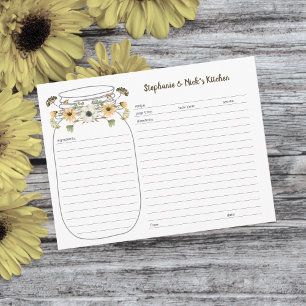 Carte Postale Faire-part Fall Wildflower Bouquet Mason Jar Recipe Cards