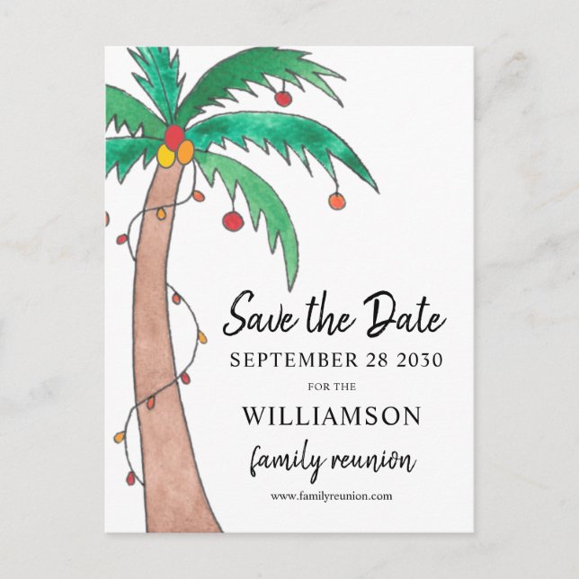 Carte Postale Faire-part  Family Reunion Palm Tree Enregistrer la date Cart (Devant)