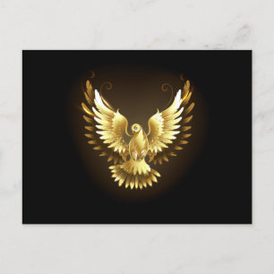 Carte Postale Faire-part Faux Gold Foil Peace Dove en noir