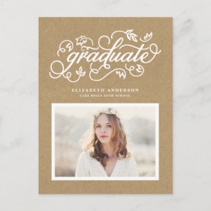 Carte Postale Faire-part Faux Kraft Calligraphie Rustique Photo Diplôme