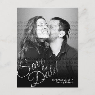 Carte Postale Faire-part Faux Parties scintillant Argent Enregistrer la dat