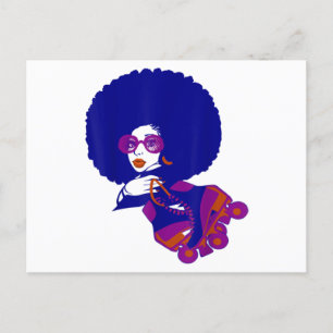 Carte Postale Faire-part Femmes des années 70 Afro Roller Skates fêtes et f