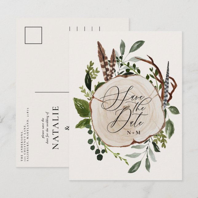 Carte Postale Faire-part Ferme rustique mariage élégant  (Devant / Derrière)