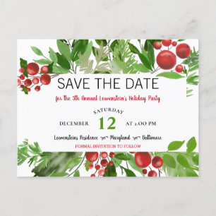 Carte Postale Faire-part Festif Red Christmas Holiday Party Sauvez la date
