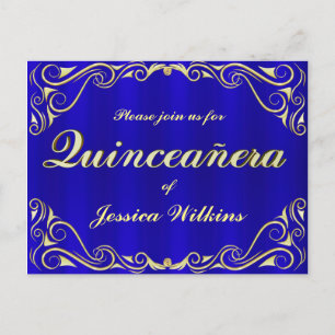 Carte Postale Faire-part Fête d'anniversaire Elégante Regal Golden Quincean