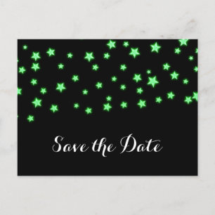 Carte Postale Faire-part Fête d'anniversaire Étoiles Vertes Brillantes, Sau