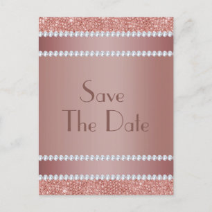 Carte Postale Faire-part Fête d'anniversaire Glitzy Rose Gold & Diamond Gem