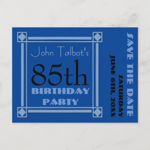 Carte Postale Faire-part Fête d'anniversaire Rétro Bleu 85 ans Réservez la 