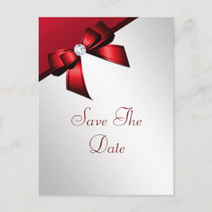 Carte Postale Faire-part Fête d'anniversaire romantique chic rouge et argen