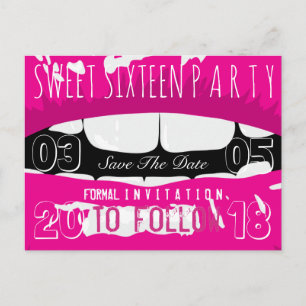 Carte Postale Faire-part Fête d'anniversaire Sweet 16 Enregistrez La Date L