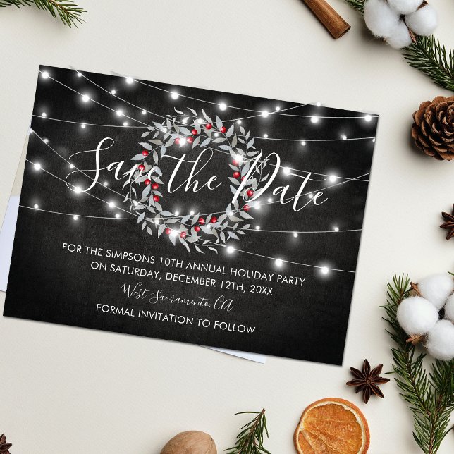 Carte Postale Faire-part Fête de Couronne de Noël Save the Date (Créateur téléchargé)