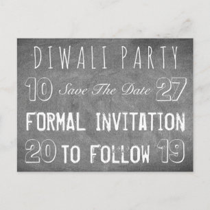 Carte Postale Faire-part Fête de Diwali Enregistrer la Date Tableau Noir