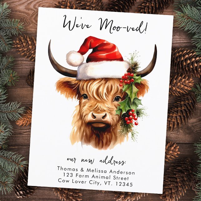 Carte Postale Faire-part Fête de la Vache des Highlands Ferme festive Noël  (Créateur téléchargé)