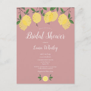 Carte Postale Faire-part Fête de mariage Moderne Citrons Rose Poussiéreuse