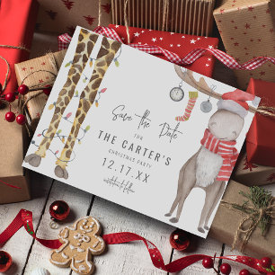 Carte Postale Faire-part Fête de Noël mignonne Whimsical Enregistrer la dat