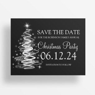 Carte Postale Faire-part Fête de Noël Sauvegarder La Date Arbre Étincelant 