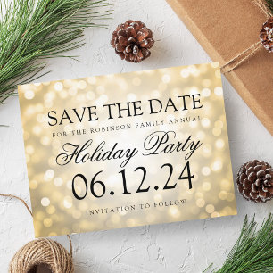 Carte Postale Faire-part Fête De Vacances Enregistrer La Date Gold Parties 