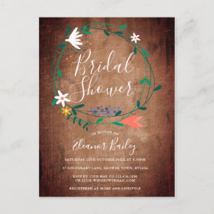 Carte Postale Faire-part Fête des mariées Rustique Spring Floral Garland