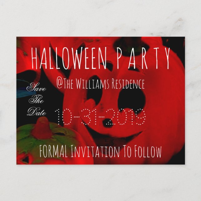 Carte Postale Faire-part Fête d'Halloween personnalisée Enregistrer la date (Devant)