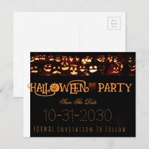 Carte Postale Faire-part Fête d'Halloween personnalisée Enregistrer la date