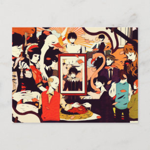 Carte Postale Faire-part Fête d'humour à plusieurs personnages humains mult