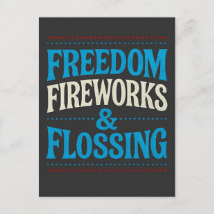 Carte Postale Faire-part Feu d'artifice de la liberté et dentiste dentaire 
