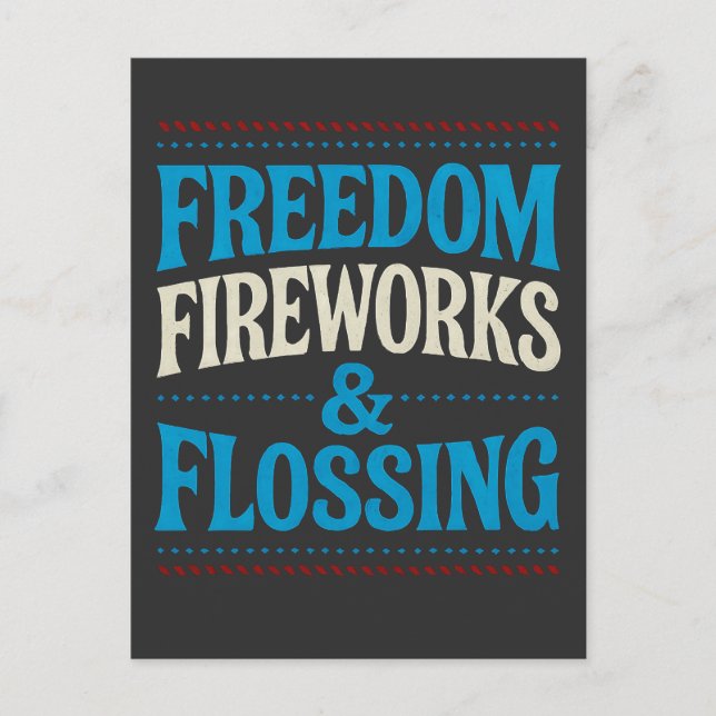 Carte Postale Faire-part Feu d'artifice de la liberté et dentiste dentaire  (Devant)