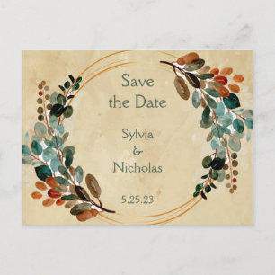 Carte Postale Faire-part Feuillage Botanique Automne Save the Dates