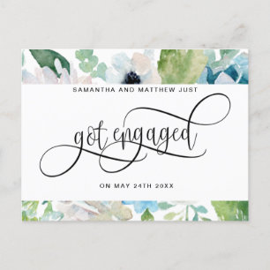 Carte Postale Faire-part Feuillage floral, Fiançailles, Engagement