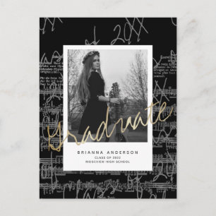 Carte Postale Faire-part Feuille de musique Black Photo Graduation Faire-pa