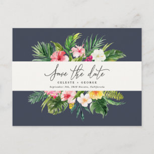 Carte Postale Faire-part Feuille de papier tropical aquarelle enregistrer l