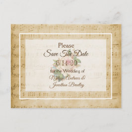 Carte Postale Faire-part Feuille Musique rose rose rose Enregistrer la date