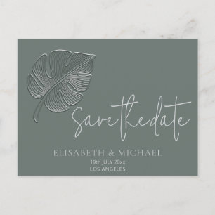 Carte Postale Faire-part Feuille tropicale gaufrée simple et douce