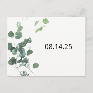 Carte Postale Faire-part Feuilles d'aquarelle enregistrer la date police mo