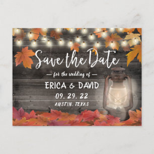 Carte Postale Faire-part Feuilles d'automne et Mariage de automne de lanter