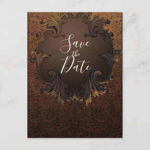 Carte Postale Faire-part Feuilles d'or d'automne vintage Enregistrer la dat