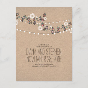 Carte Postale Faire-part Feux Branches Boho Moderne Enregistrer la date