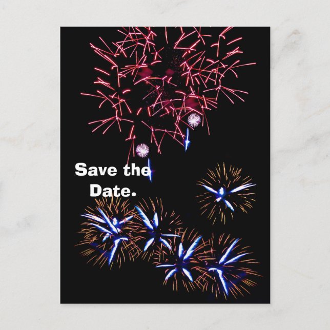 Carte Postale Faire-part Feux d'artifice Enregistrer la date (Devant)