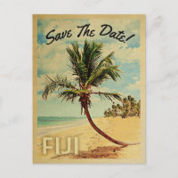 Fidji Enregistrer La Date Vintage Beach Palm Tree