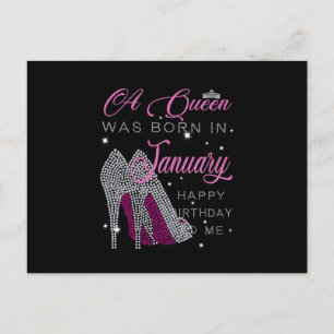 Carte Postale Faire-part Fille d'anniversaire  Une Reine Est Née En Janvier
