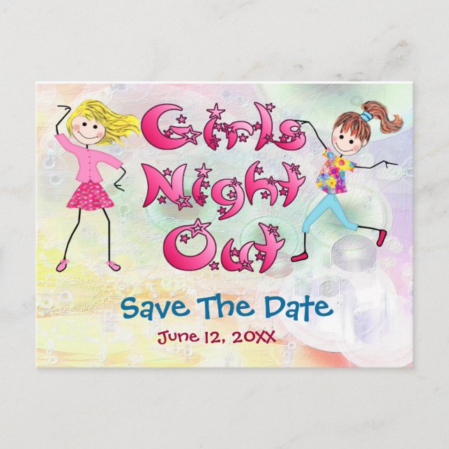 Carte Postale Faire-part Fille's Night Out - Enregistrer la date (Devant)