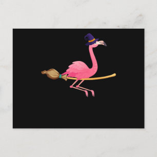 Carte Postale Faire-part Flamant rose Drôle Flamant rose sorcière Hallowe